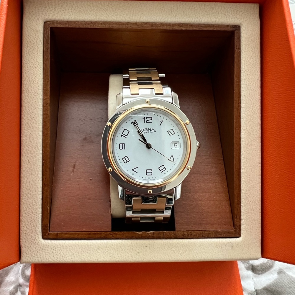 Hermes Date Clipper Quartz Wristwatch Watch